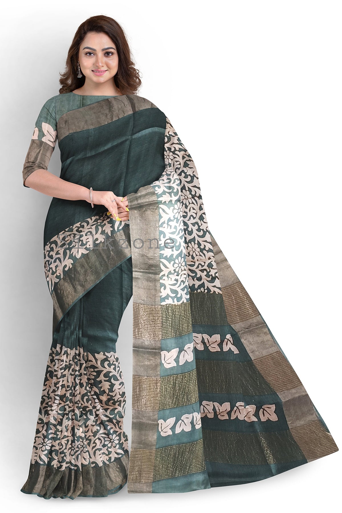 Pure Tussar Silk print saree