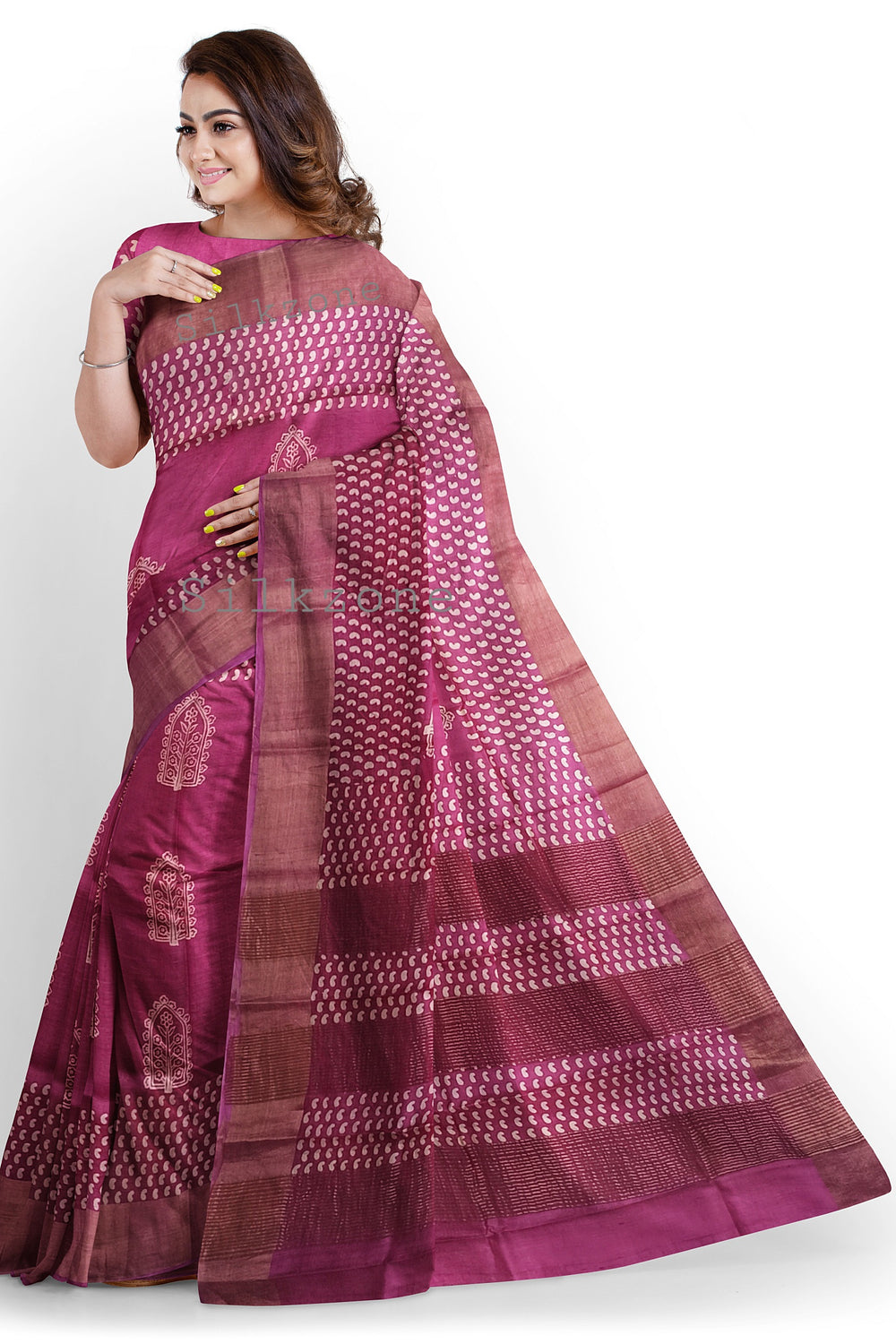 Pure Tussar Silk print saree