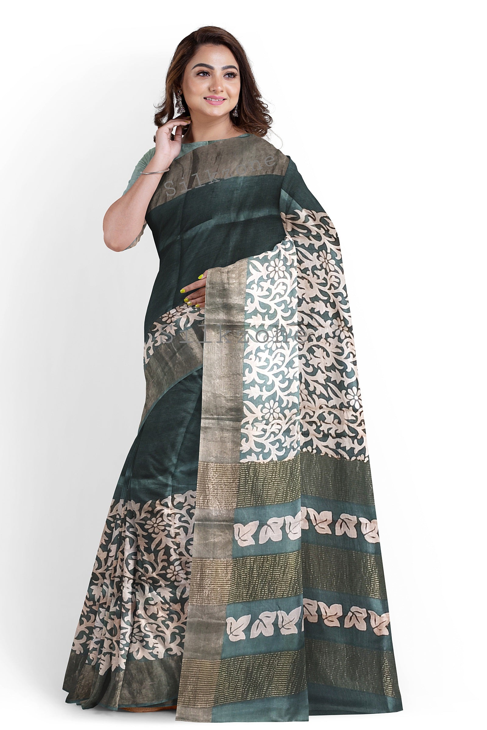 Pure Tussar Silk print saree