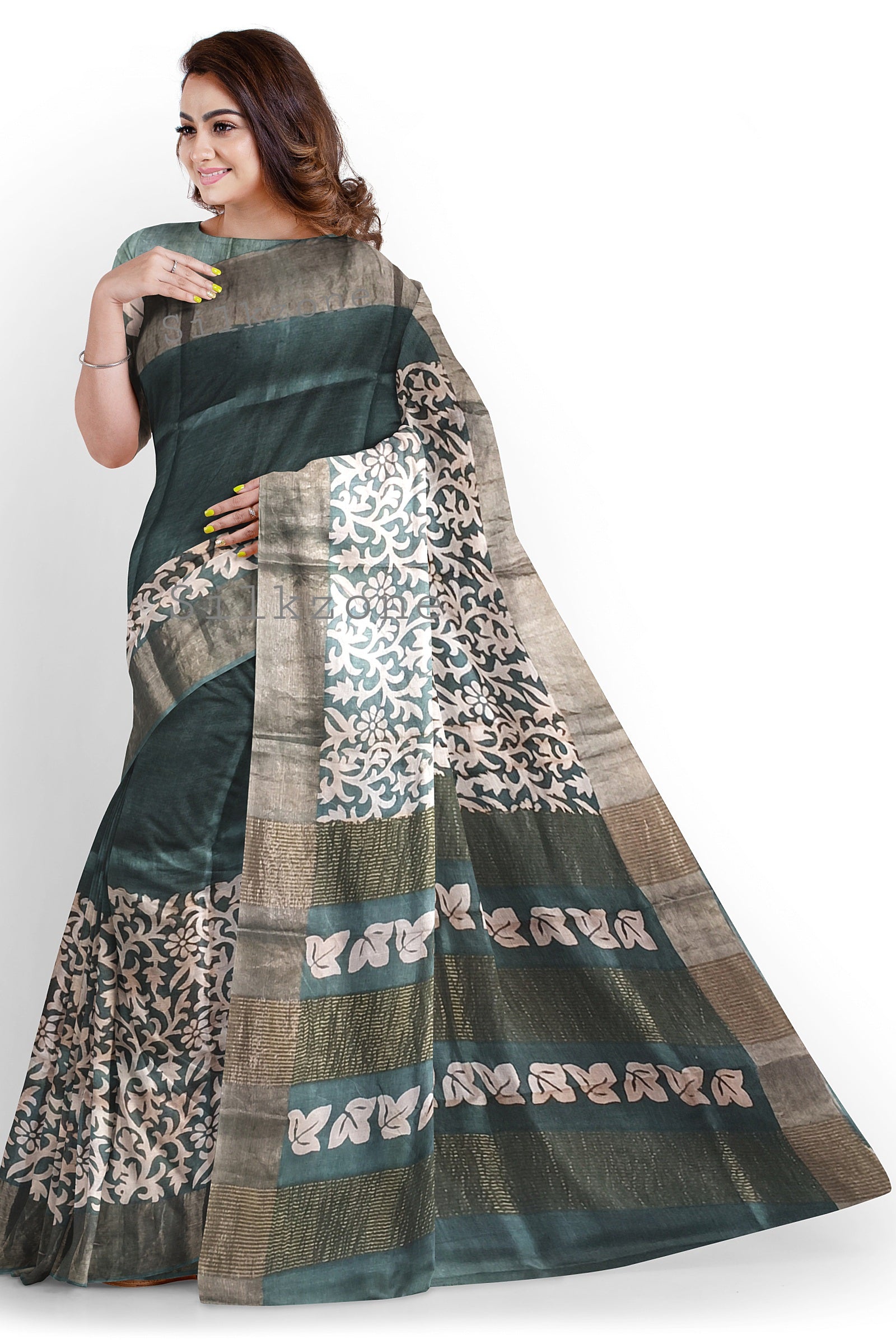 Pure Tussar Silk print saree