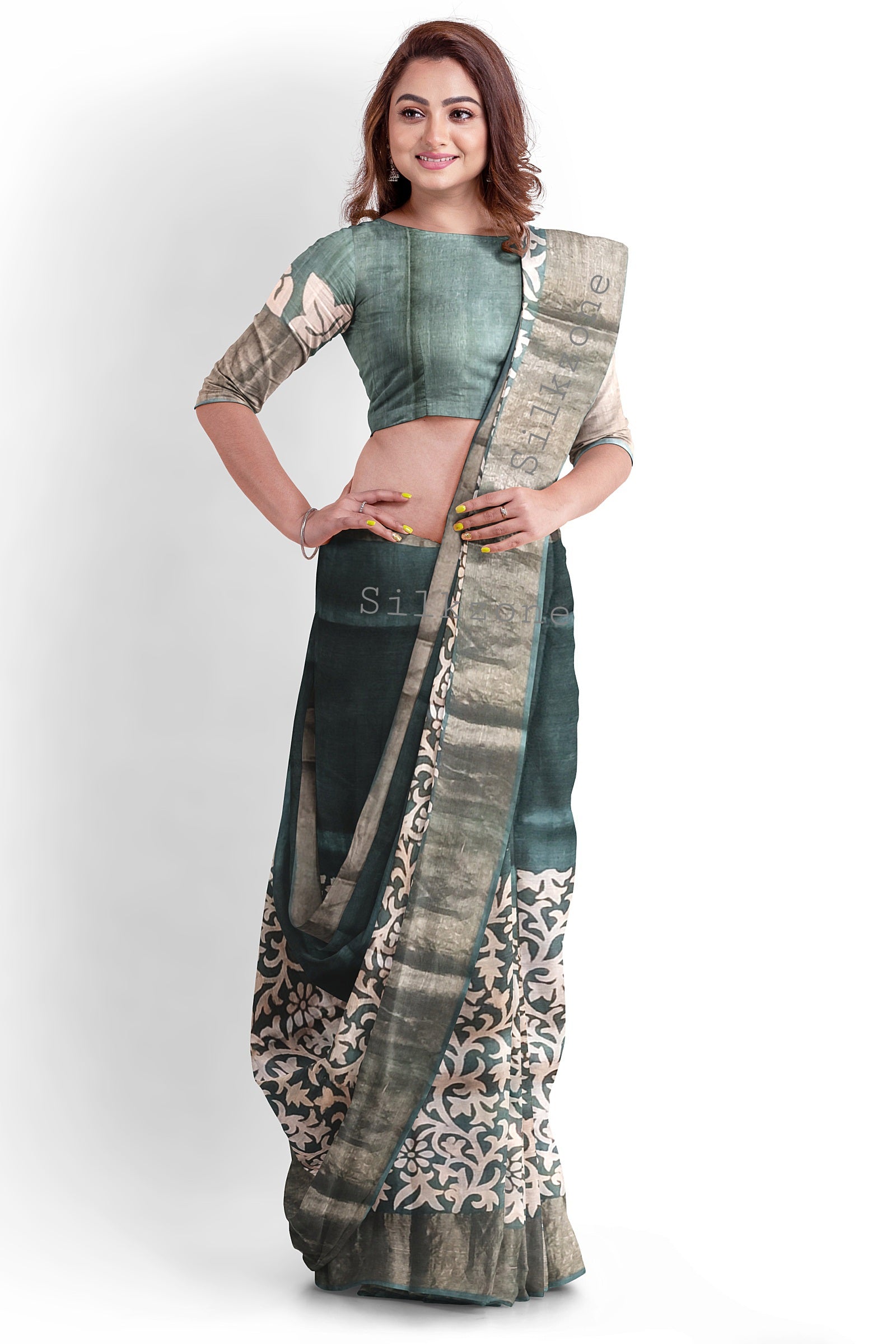 Pure Tussar Silk print saree