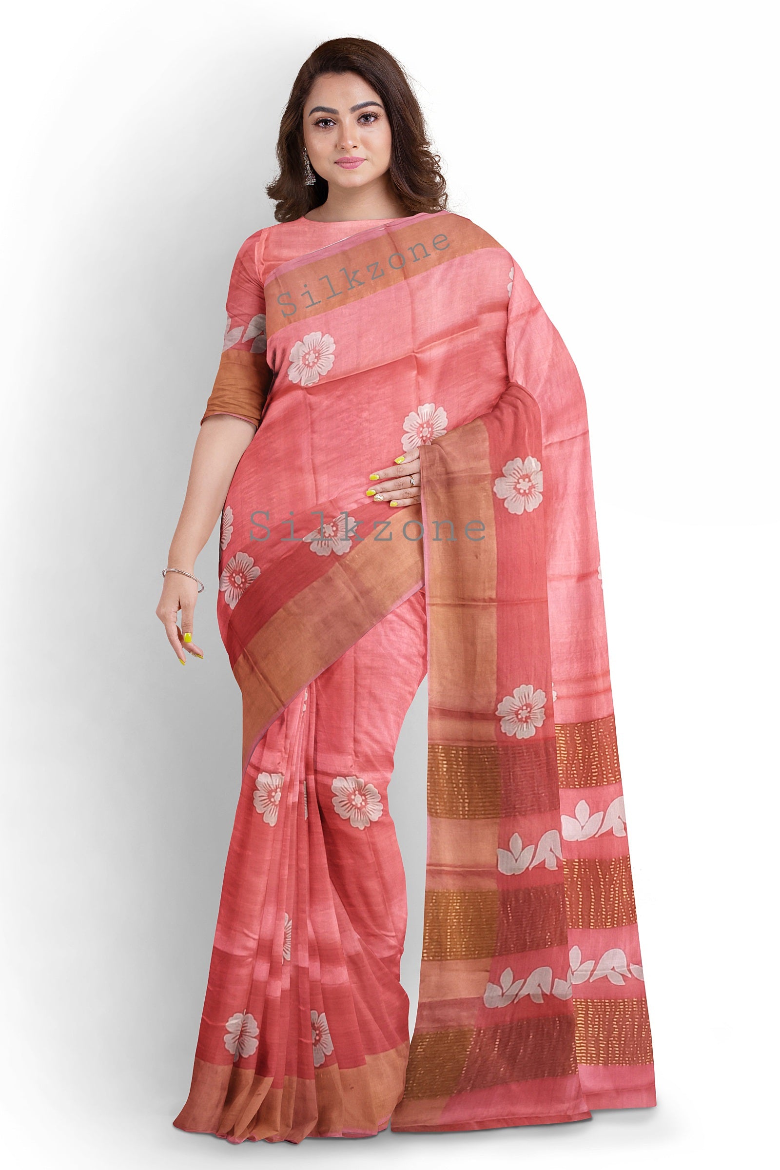Pure Tussar Silk print saree