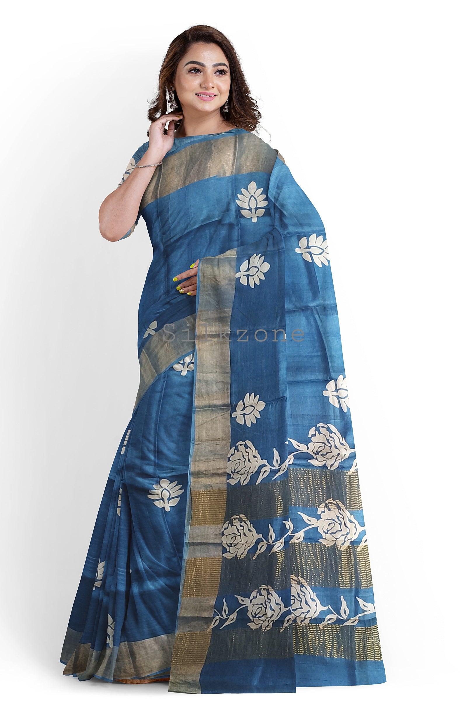 Pure Tussar Silk print saree