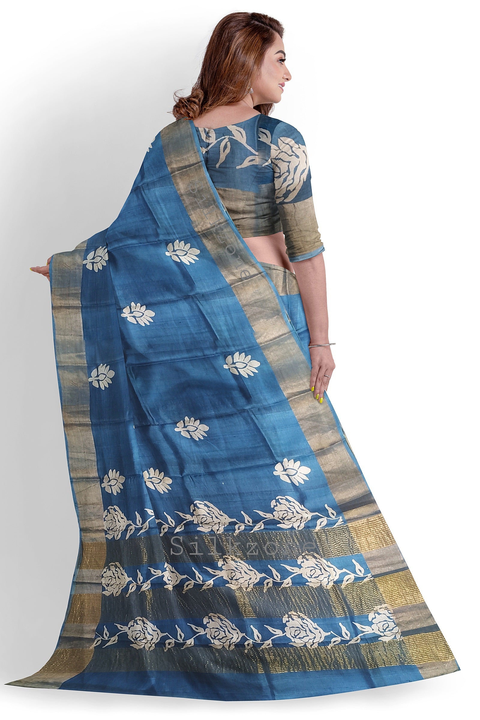 Pure Tussar Silk print saree