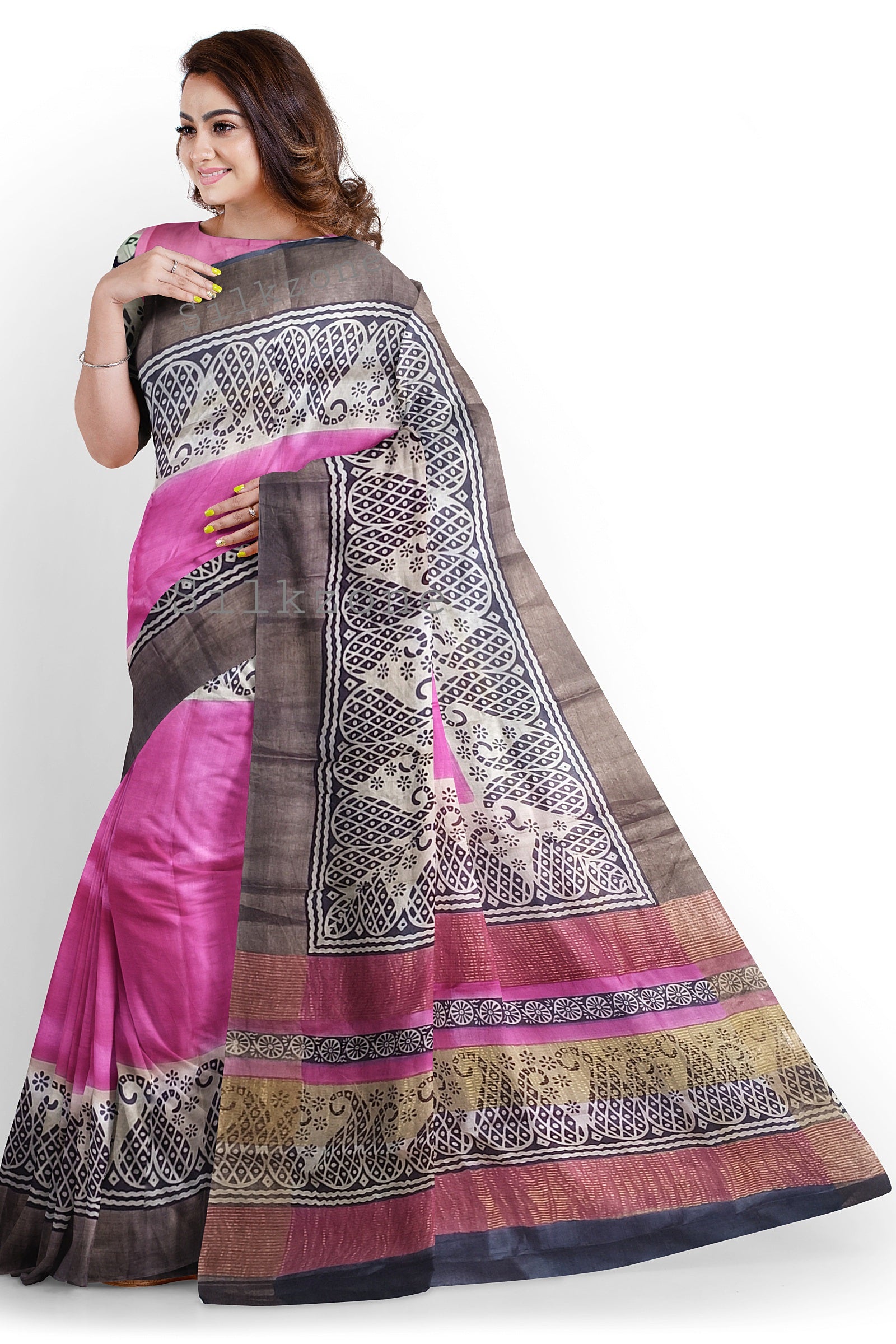 Pure Tussar Silk print saree