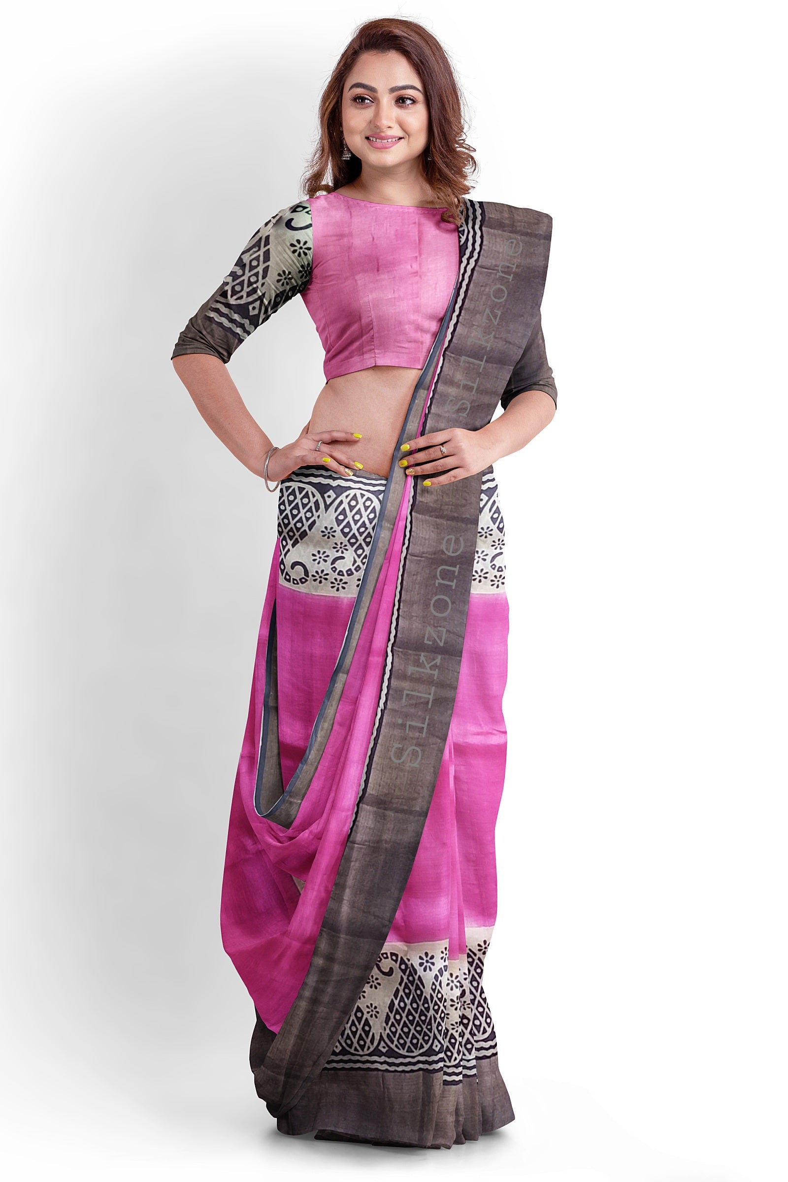 Pure Tussar Silk print saree