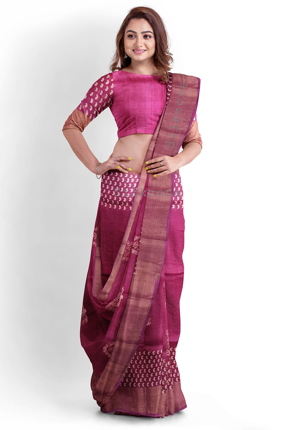 Pure Tussar Silk print saree