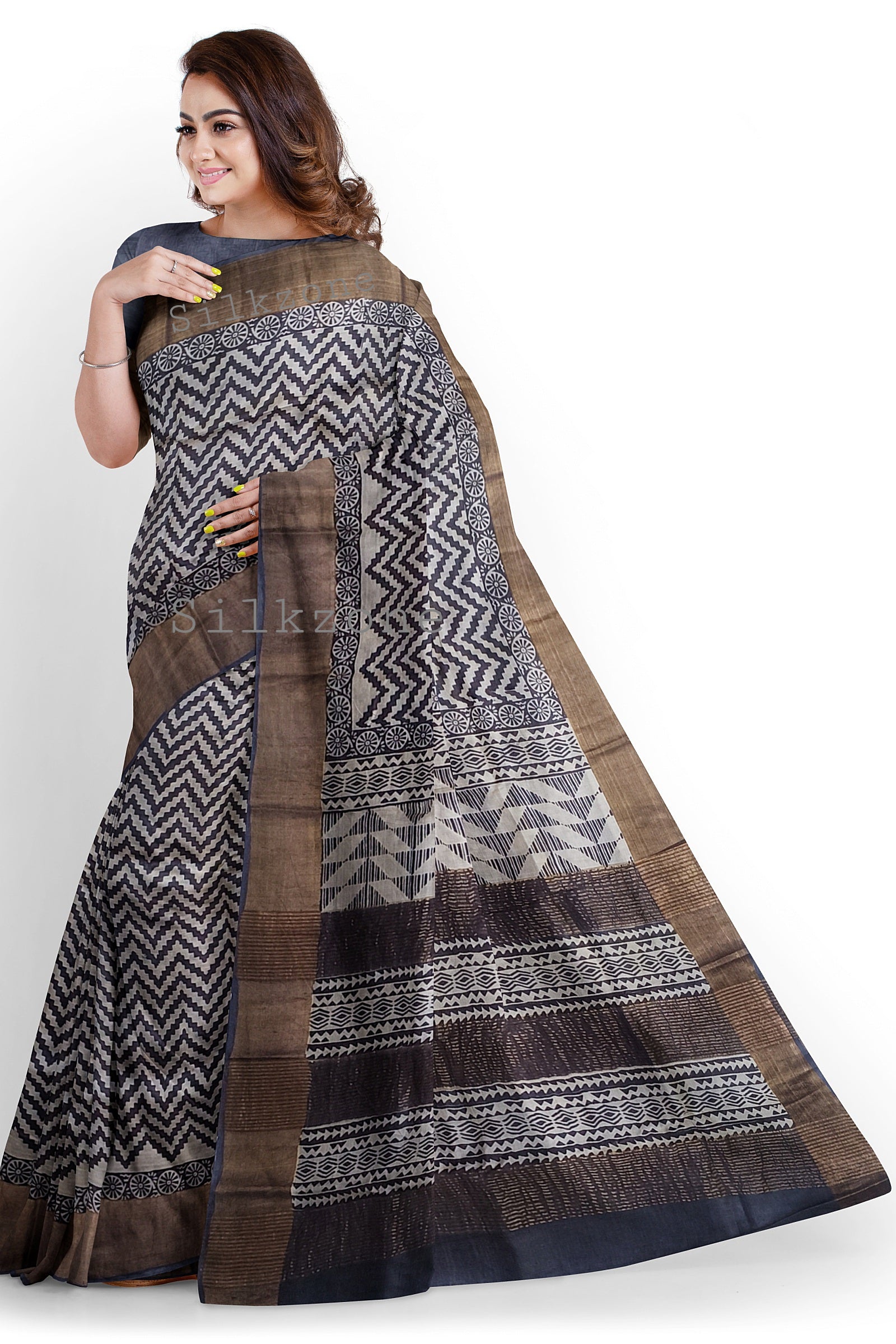 Pure Tussar Silk print saree