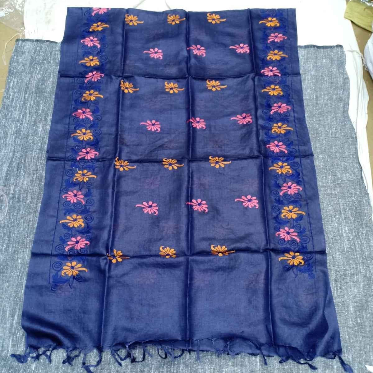 Tussar silk embroidery dupatta