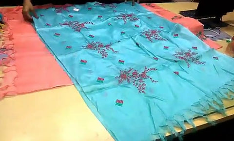 Tussar silk embroidery dupatta