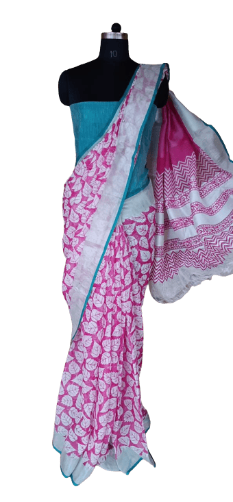 Pure Linen printed saree silkzon.in