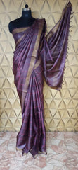 Tussar silk check saree silkzon.in