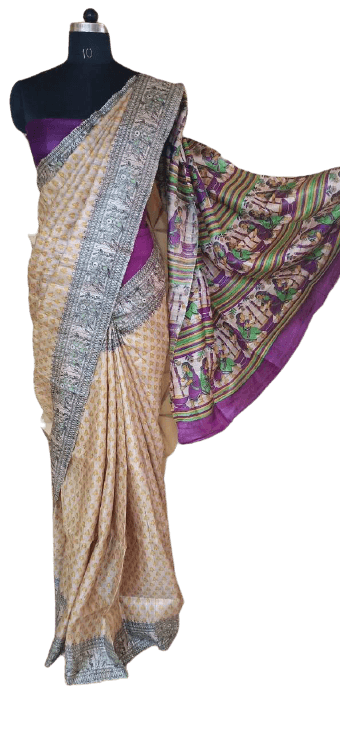 TUSSAR SILK PRINT SAREE