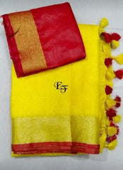 Plain linen saree silkzon.in