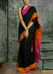 Linen plain saree silkzon.in