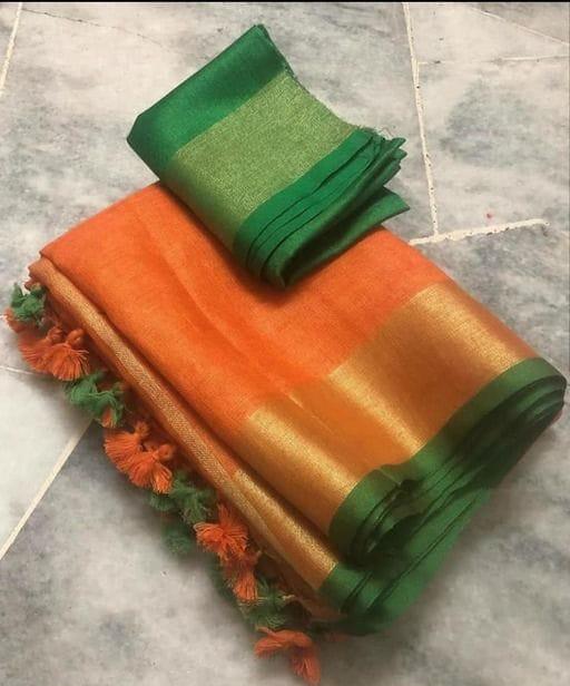 Linen plain saree silkzon.in