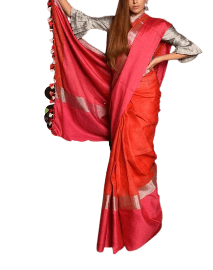 Plain linen saree silkzon.in