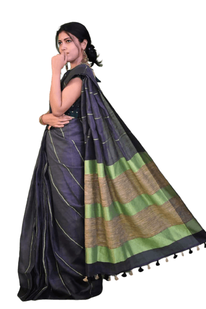 Linen plain saree silkzon.in