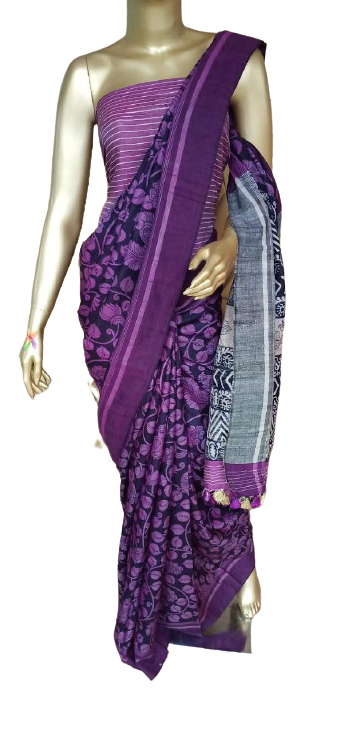 Pure Tussar Silk print saree