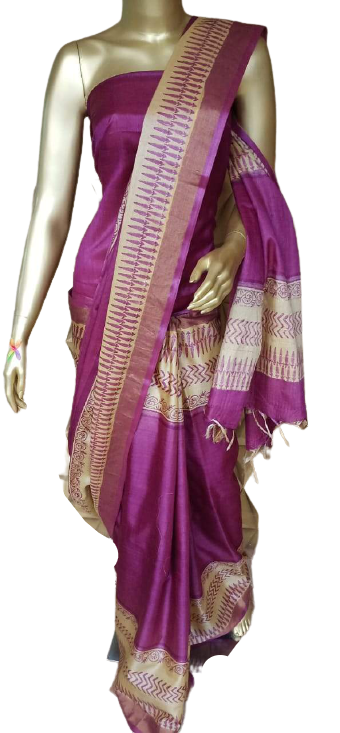 Pure Tussar Silk print saree