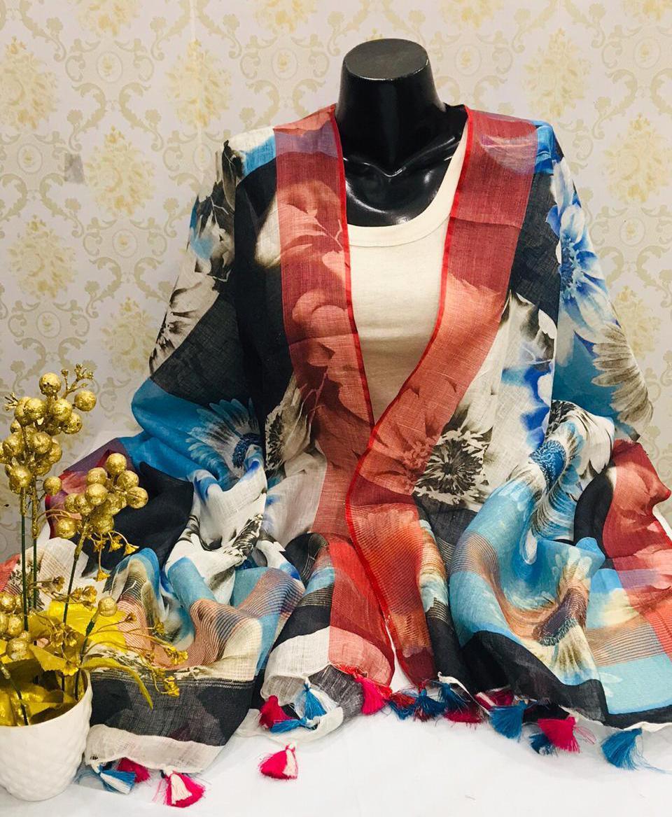 Linen digitalprintdupatta silkzon.in