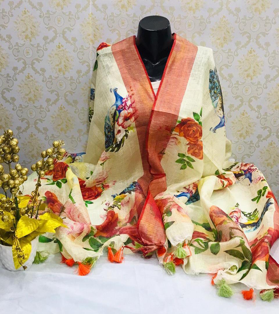 Linen digital print dupatta silkzon.in