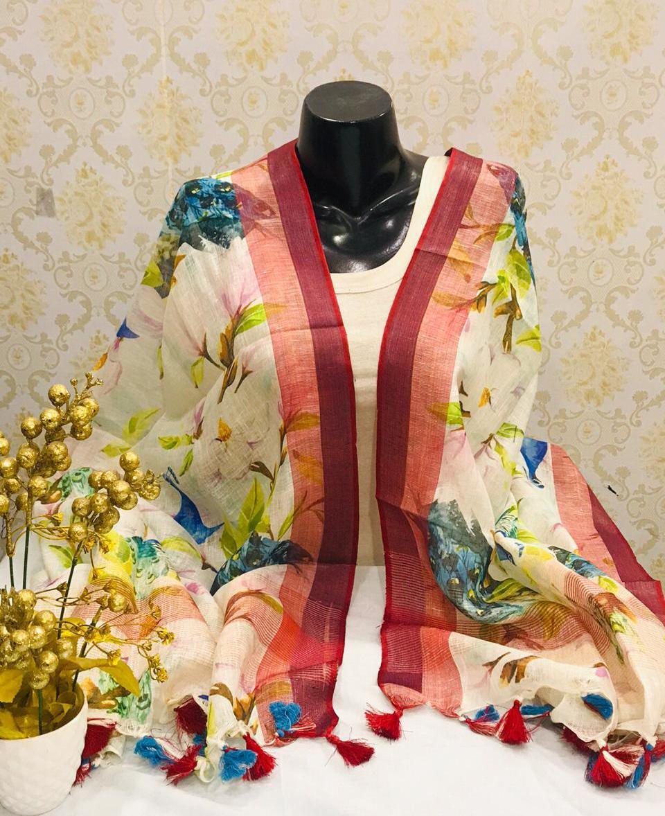 Linen digital print dupatta silkzon.in