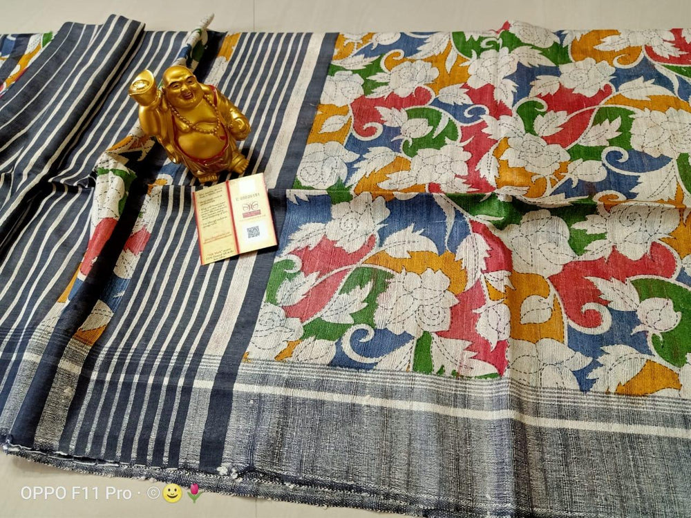 Tussar ghicha silk saree chandan