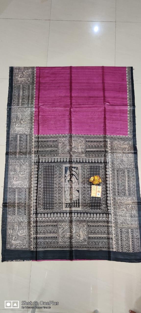 Tussar madhubani silk saree SILK ZONE