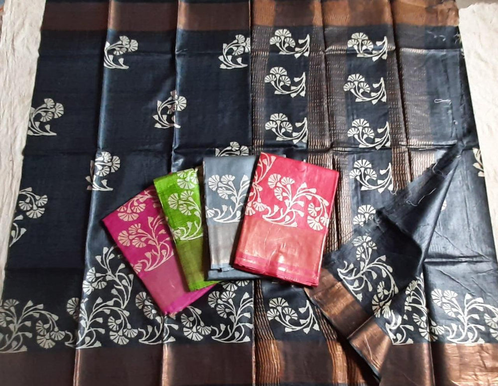 Pure Tussar Silk print saree