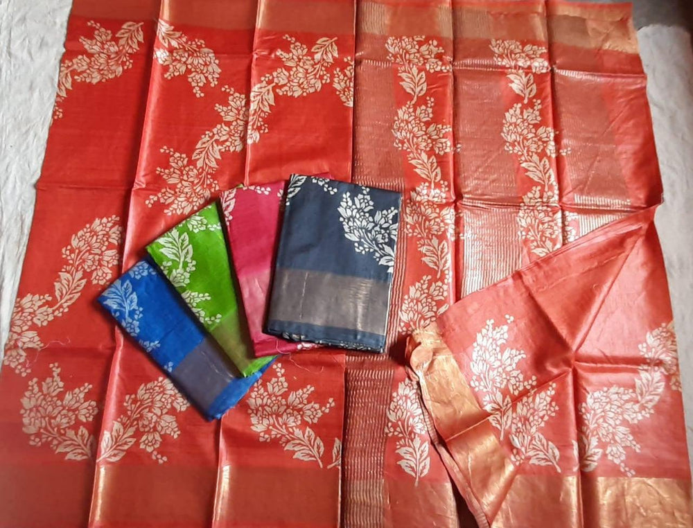 Pure Tussar Silk print saree