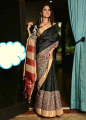 Pure Tussar Silk print saree
