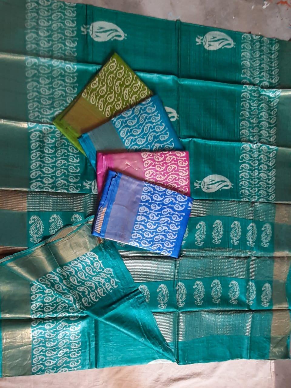 Pure Tussar Silk print saree