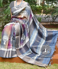 Pure Tussar Silk print saree