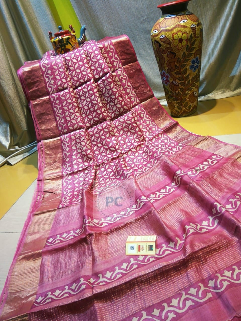 Pure Tussar Silk print saree