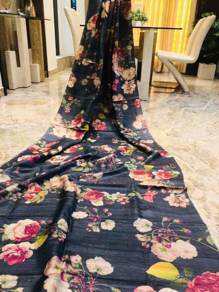 Handloom Tussur silk digital priny saree SILK ZONE