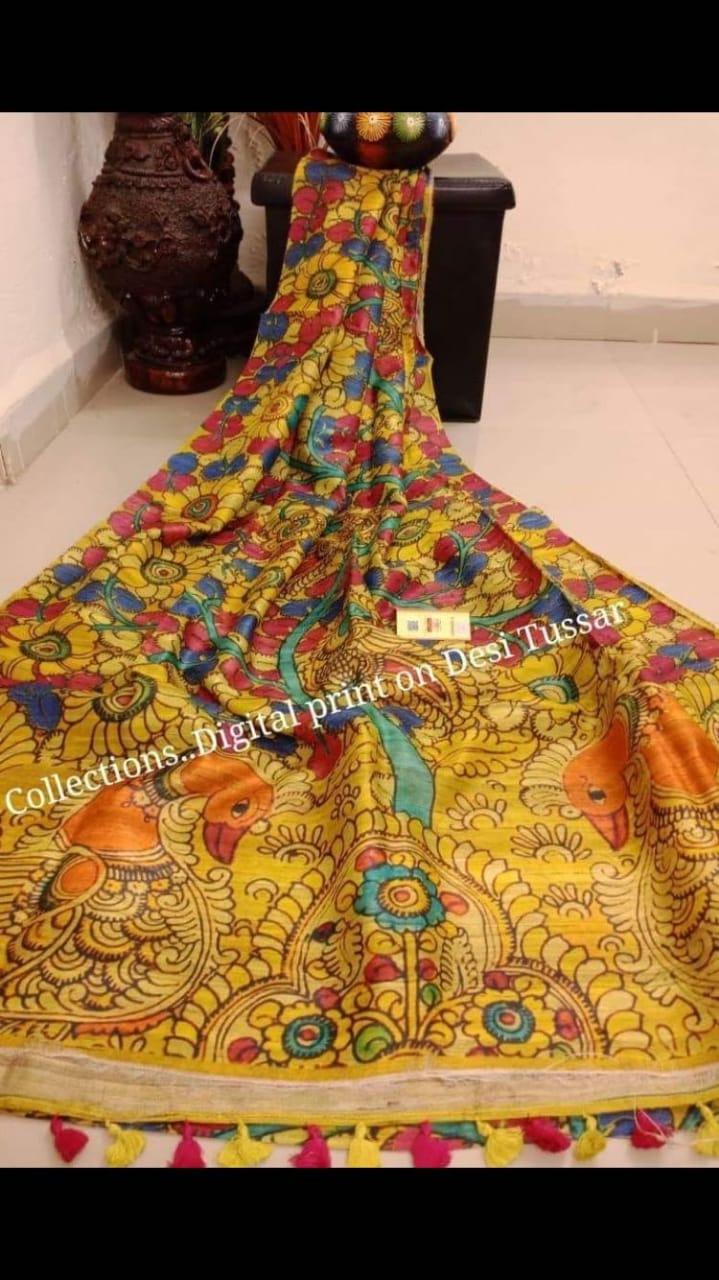 Handloom tussur silk digital print saree SILK ZONE