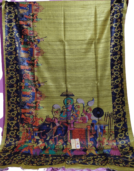 Pure Tussar Silk print saree