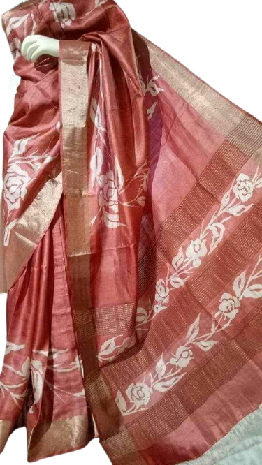 Pure Tussar Silk print saree
