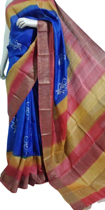 Pure Tussar Silk print saree