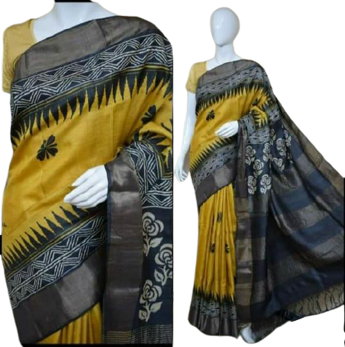 Pure Tussar Silk print saree
