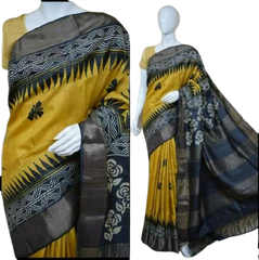 Pure Tussar Silk print saree