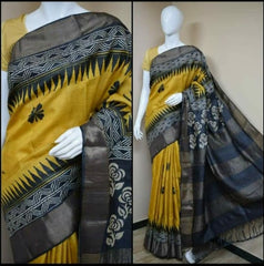 Pure Tussar Silk print saree