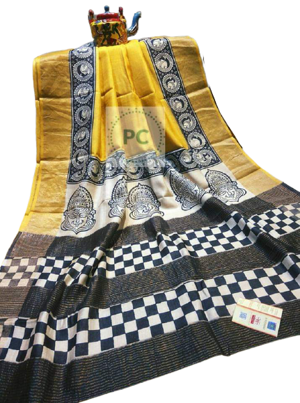 Pure Tussar Silk print saree