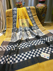 Pure Tussar Silk print saree
