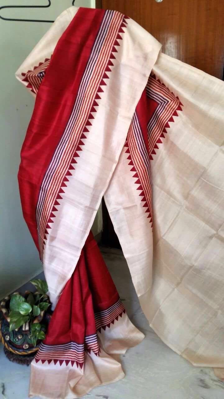 Pure Tussar Silk print saree