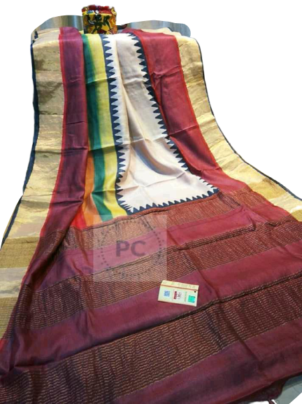 Pure Tussar Silk print saree