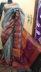 Pure Tussar Silk print saree