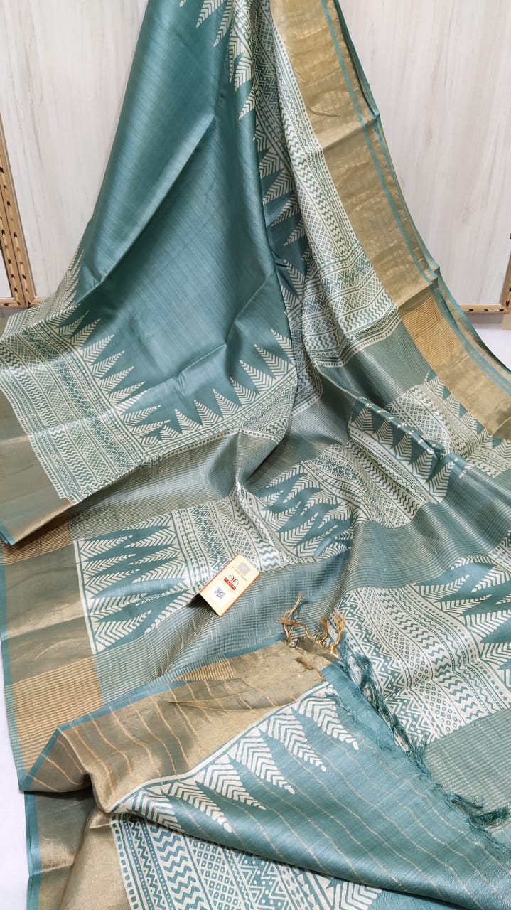 Pure Tussar Silk print saree