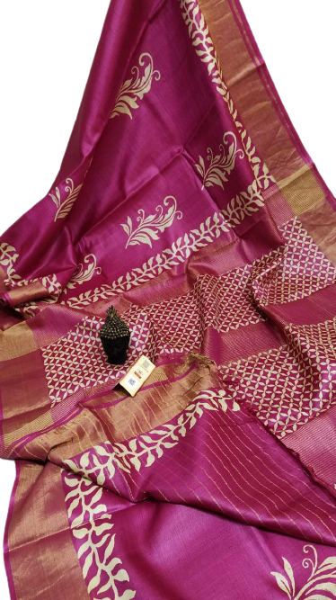 Pure Tussar Silk print saree